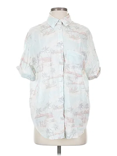 Pre-owned Aerie Short Sleeve Button Down Shirt In Blue