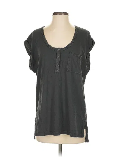 Pre-owned Aerie Short Sleeve Henley Shirt In Gray