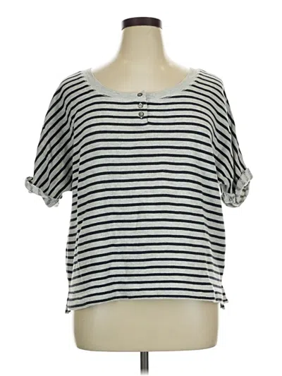 Pre-owned Aerie Short Sleeve Henley Shirt In Gray