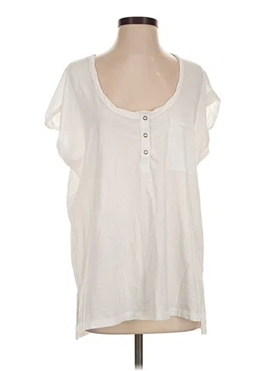 Pre-owned Aerie Short Sleeve Henley Shirt In Ivory