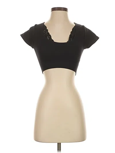 Pre-owned Aerie Short Sleeve Top Black Sweetheart Neckline Tops