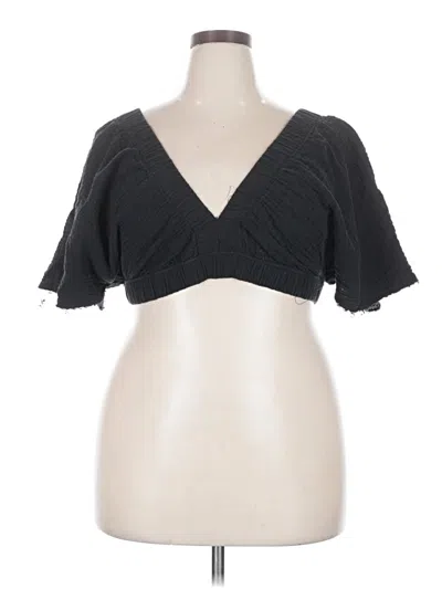 Pre-owned Aerie Short Sleeve Top Black Sweetheart Neckline Tops