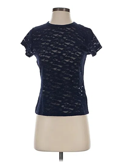 Pre-owned Aerie Short Sleeve Top Blue Mock Neckline Tops