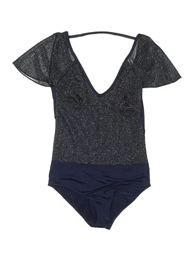 Pre-owned Aerie Short Sleeve Top Blue Plunge Neckline Tops