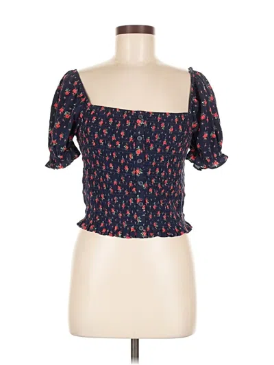Pre-owned Aerie Short Sleeve Top Blue Sweetheart Neckline Tops