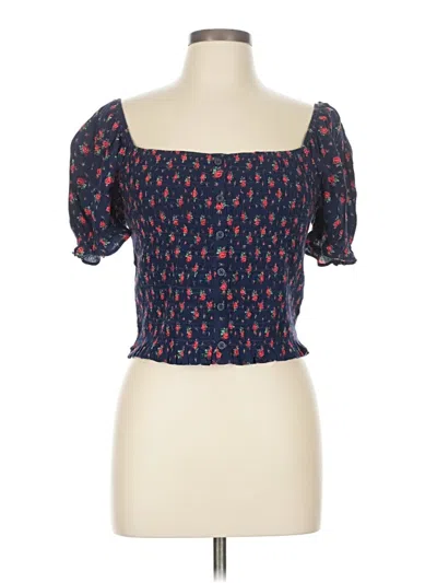 Aerie Short Sleeve Top Blue Sweetheart Neckline Tops In Multi