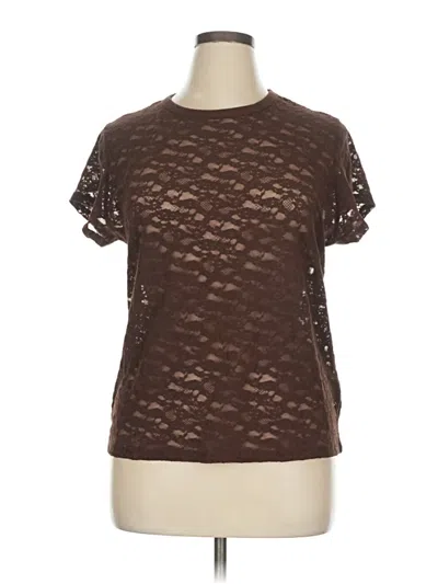 Aerie Short Sleeve Top Brown Mock Neckline Tops