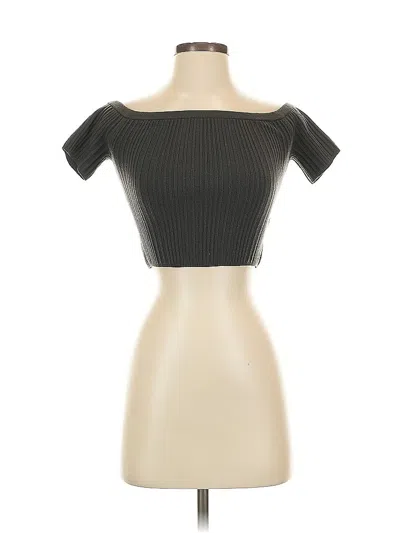 Pre-owned Aerie Short Sleeve Top Gray Strapless Neckline Tops