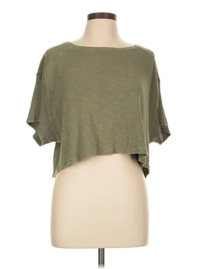 Pre-owned Aerie Short Sleeve Top Green One Shoulder Neckline Tops