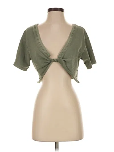 Pre-owned Aerie Short Sleeve Top Green Plunge Neckline Tops