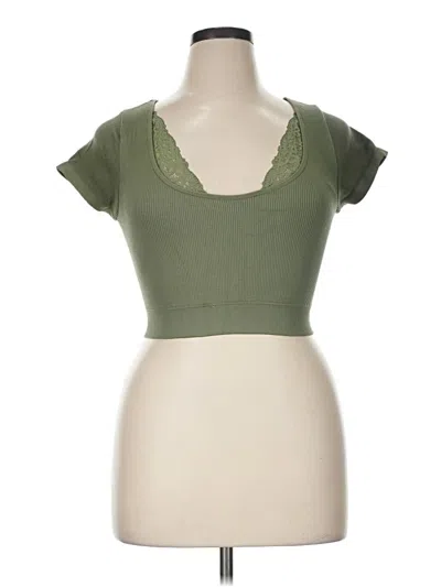 Pre-owned Aerie Short Sleeve Top Green Sweetheart Neckline Tops