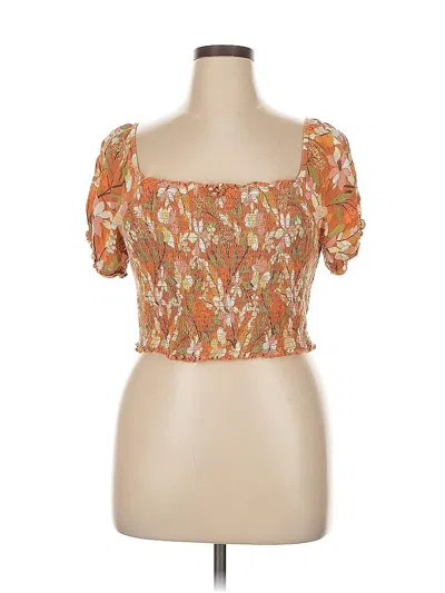 Pre-owned Aerie Short Sleeve Top Orange Sweetheart Neckline Tops