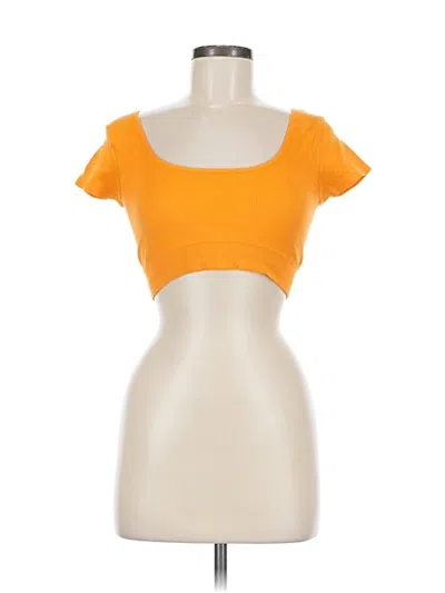Pre-owned Aerie Short Sleeve Top Orange Sweetheart Neckline Tops