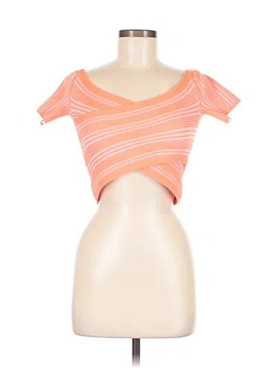 Pre-owned Aerie Short Sleeve Top Orange Sweetheart Neckline Tops