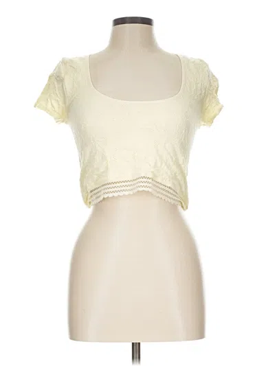 Pre-owned Aerie Short Sleeve Top Yellow Sweetheart Neckline Tops