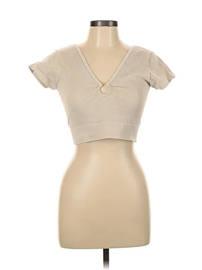 Pre-owned Aerie Short Sleeve T-shirt In Tan