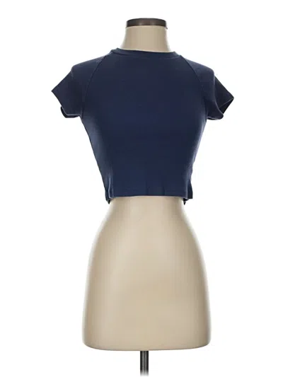Pre-owned Aerie Short Sleeve Turtleneck In Blue