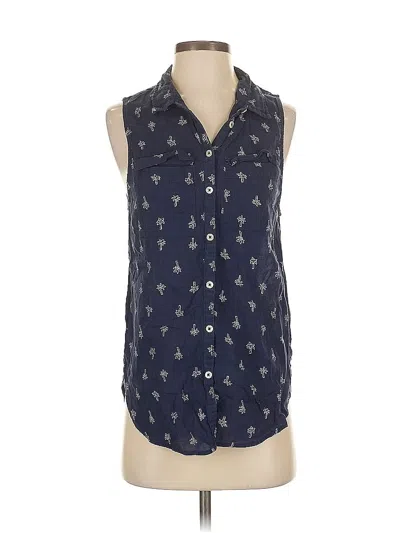Pre-owned Aerie Sleeveless Button Down Shirt In Blue