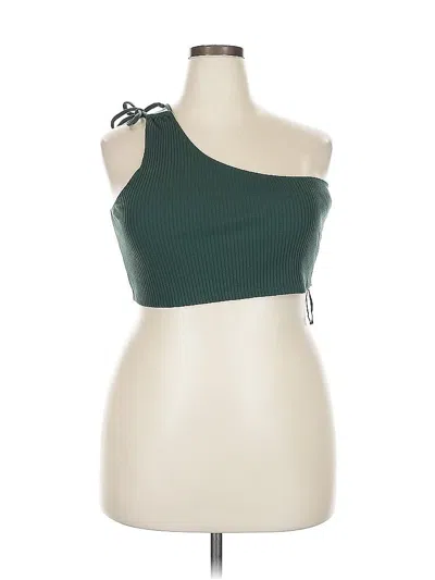 Pre-owned Aerie Sleeveless Top Green One Shoulder Neckline Tops