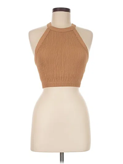 Pre-owned Aerie Sleeveless Top Tan Halter Neckline Tops