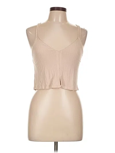 Pre-owned Aerie Sleeveless Top Tan Halter Neckline Tops In Brown