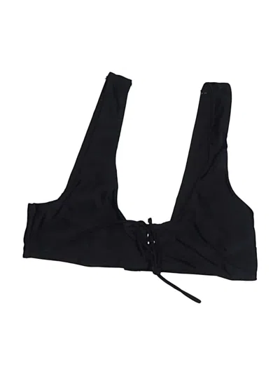 Pre-owned Aerie Swimsuit Top Black Solid Pattern Swimwear