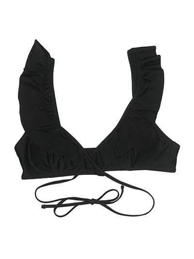 Pre-owned Aerie Swimsuit Top Black Solid Pattern Swimwear