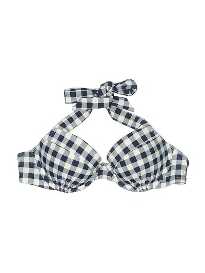 Pre-owned Aerie Swimsuit Top Blue Checkered/gingham Pattern Swimwear