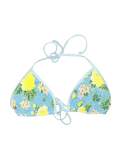 Pre-owned Aerie Swimsuit Top Blue Floral Pattern Swimwear