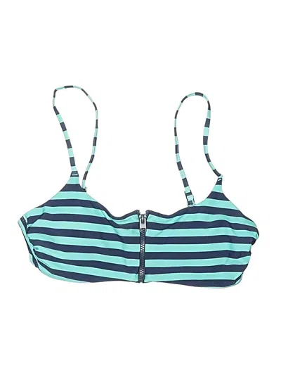 Pre-owned Aerie Swimsuit Top Blue Stripes Pattern Swimwear