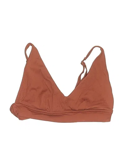Pre-owned Aerie Swimsuit Top Brown Solid Pattern Swimwear