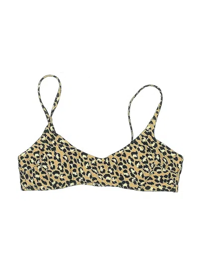 Pre-owned Aerie Swimsuit Top Gold Animal Print Pattern Swimwear