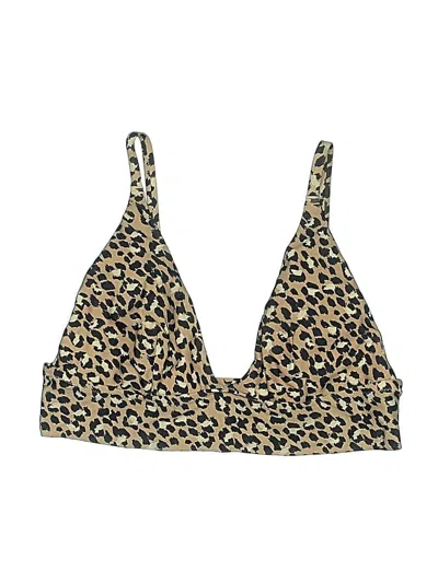 Pre-owned Aerie Swimsuit Top Gold Animal Print Pattern Swimwear