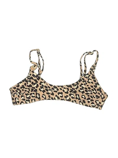 Pre-owned Aerie Swimsuit Top Gold Animal Print Pattern Swimwear