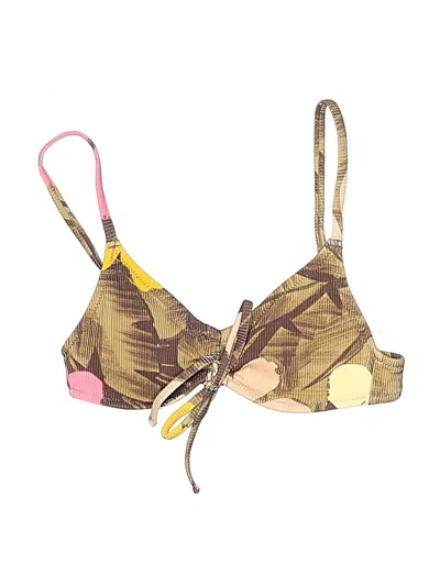 Pre-owned Aerie Swimsuit Top Gold Camo Pattern Swimwear