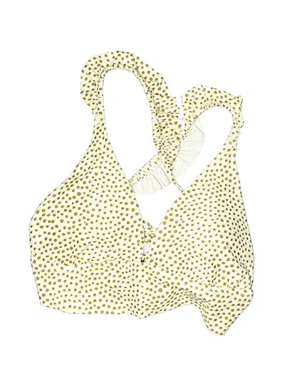 Pre-owned Aerie Swimsuit Top Gold Polka Dots Pattern Swimwear