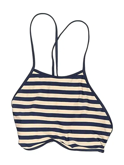 Pre-owned Aerie Swimsuit Top Gold Stripes Pattern Swimwear