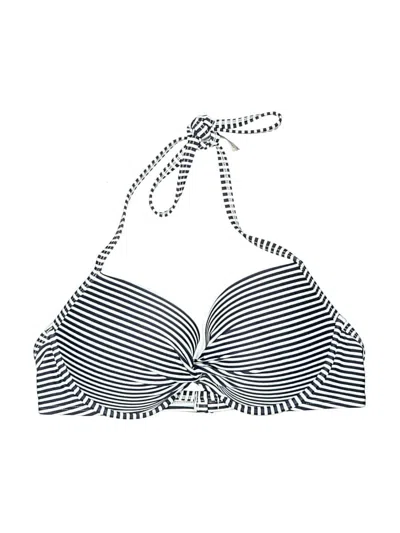 Pre-owned Aerie Swimsuit Top Gray Stripes Pattern Swimwear
