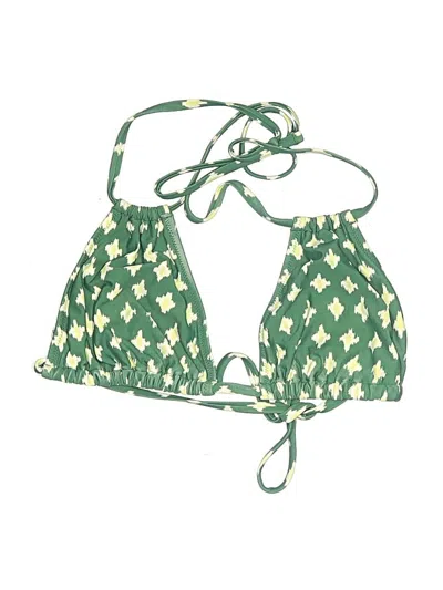 Pre-owned Aerie Swimsuit Top Green Argyle Pattern Swimwear