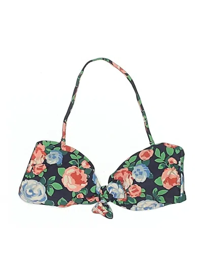 Pre-owned Aerie Swimsuit Top Green Floral Pattern Swimwear