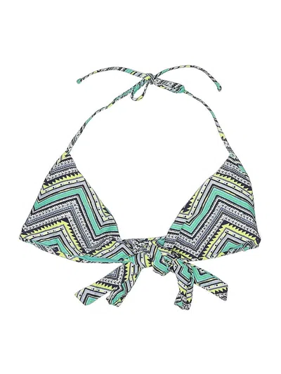 Pre-owned Aerie Swimsuit Top Green Print Pattern Swimwear