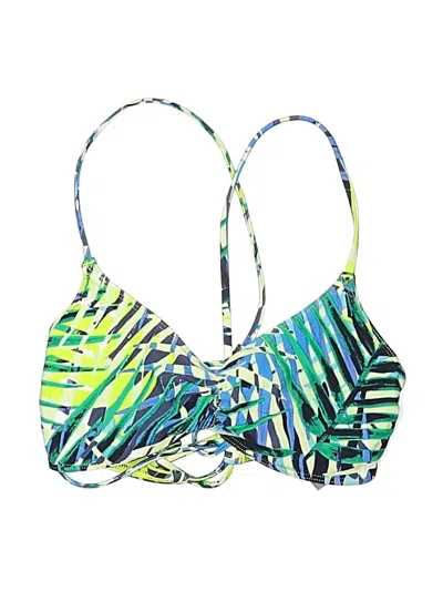 Pre-owned Aerie Swimsuit Top Green Print Pattern Swimwear