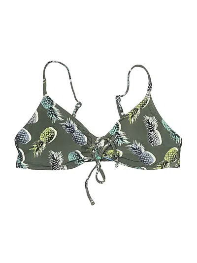 Pre-owned Aerie Swimsuit Top Green Print Pattern Swimwear
