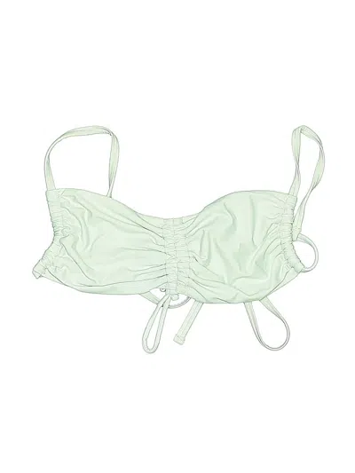 Pre-owned Aerie Swimsuit Top Green Solid Pattern Swimwear