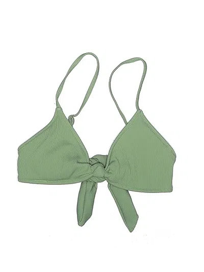 Pre-owned Aerie Swimsuit Top Green Solid Pattern Swimwear