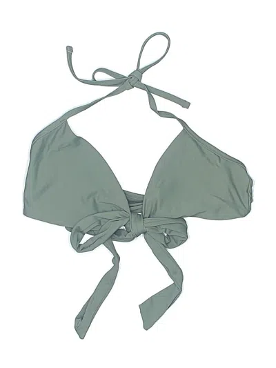 Pre-owned Aerie Swimsuit Top Green Solid Pattern Swimwear