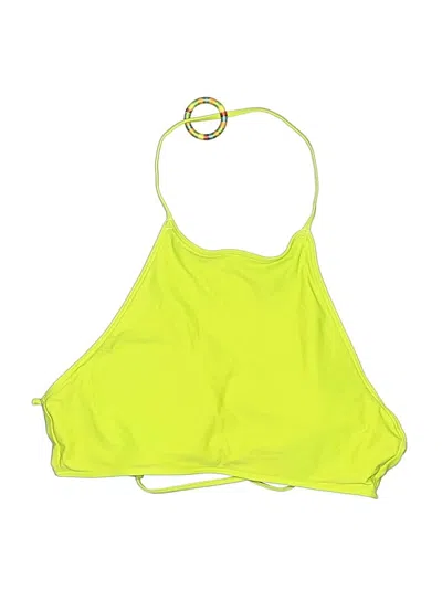 Pre-owned Aerie Swimsuit Top Green Solid Pattern Swimwear