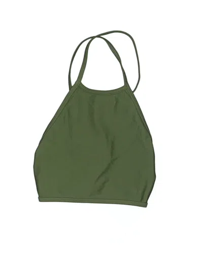 Pre-owned Aerie Swimsuit Top Green Solid Pattern Swimwear