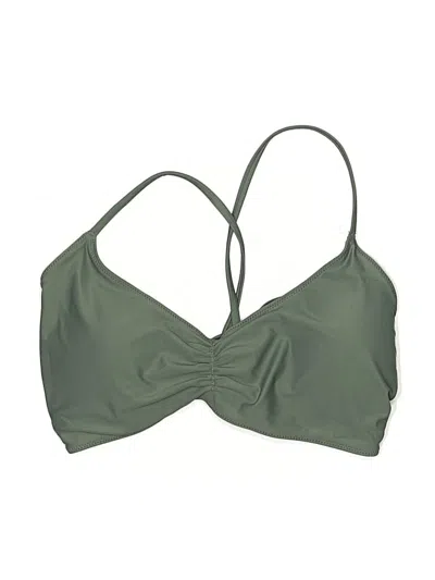Pre-owned Aerie Swimsuit Top Green Solid Pattern Swimwear