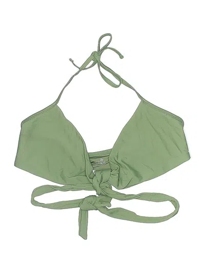 Pre-owned Aerie Swimsuit Top Green Solid Pattern Swimwear